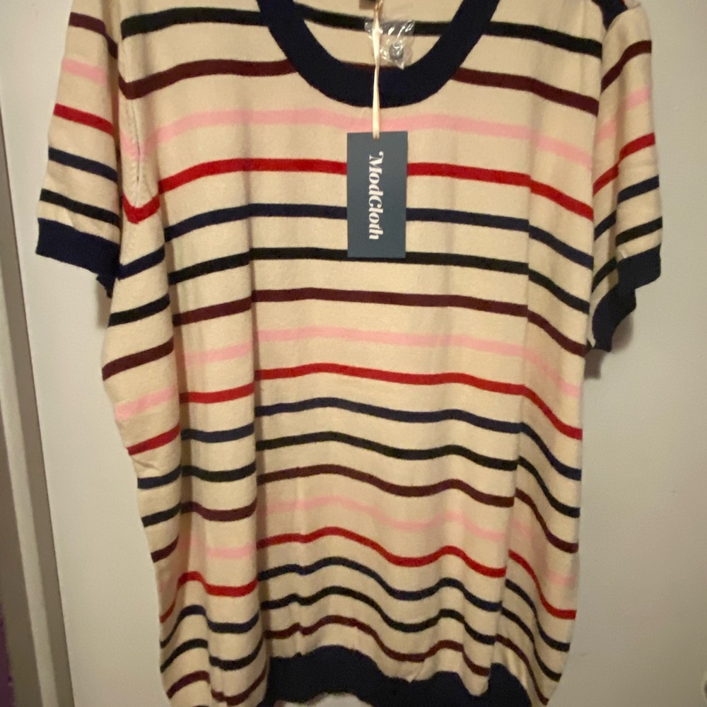 Mod cloth light striped sweater 4x